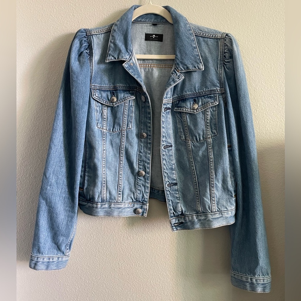 7 For All Mankind Light Blue Jean Jacket Size Medium